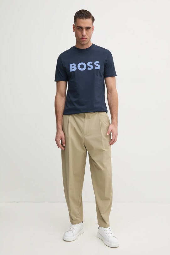 BOSS t-shirt bawełniany BOSS CASUAL 50481923 granatowy SS25