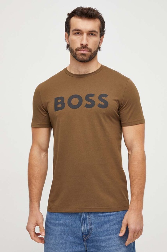 BOSS t-shirt bawełniany BOSS CASUAL nadruk zielony 50481923