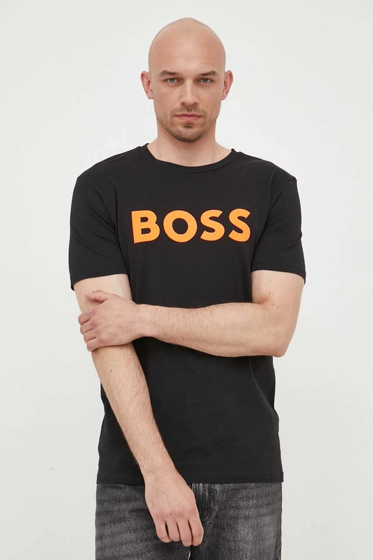 BOSS tricou din bumbac CASUAL print negru 50481923