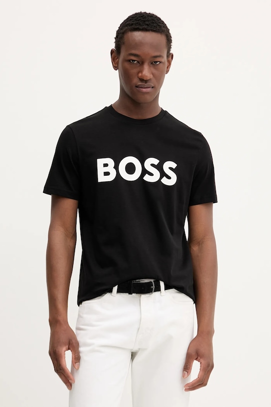 BOSS tricou din bumbac BOSS CASUAL print negru 50481923