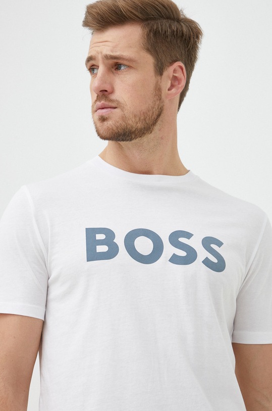 BOSS t-shirt bawełniany BOSS CASUAL nadruk biały 50481923