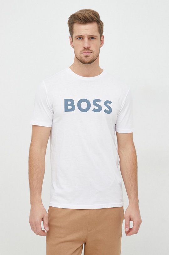 BOSS t-shirt bawełniany Thinking 1 biały 50481923