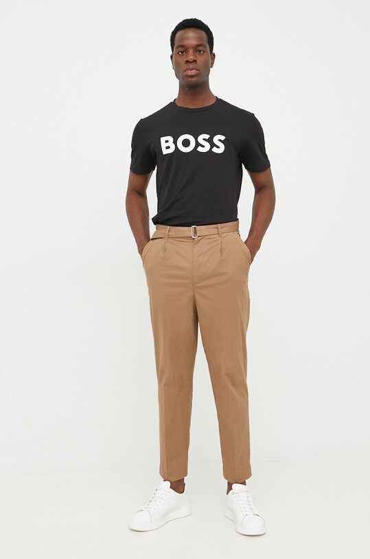 BOSS t-shirt bawełniany BOSS CASUAL 50481923 czarny SS25