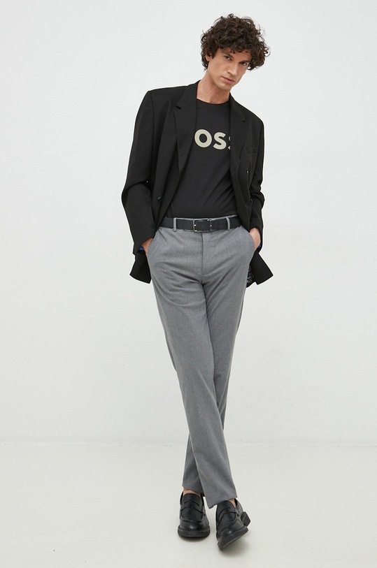 BOSS t-shirt bawełniany BOSS CASUAL 50481923 czarny SS25