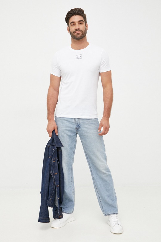 Armani Exchange pamut póló 6LZTAA.ZJA5Z fehér AW22