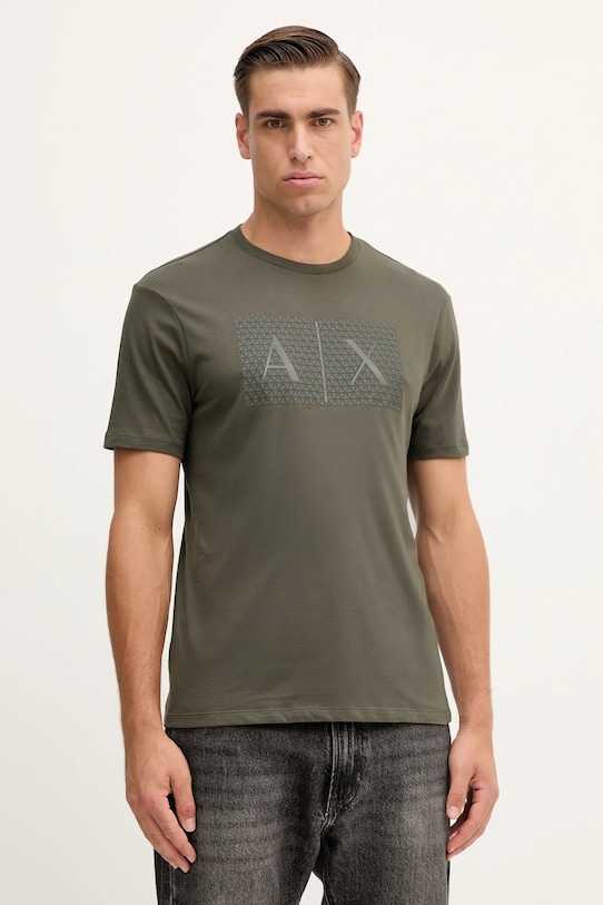 Bavlněné tričko Armani Exchange slim zelená 8NZTCK.Z8H4Z