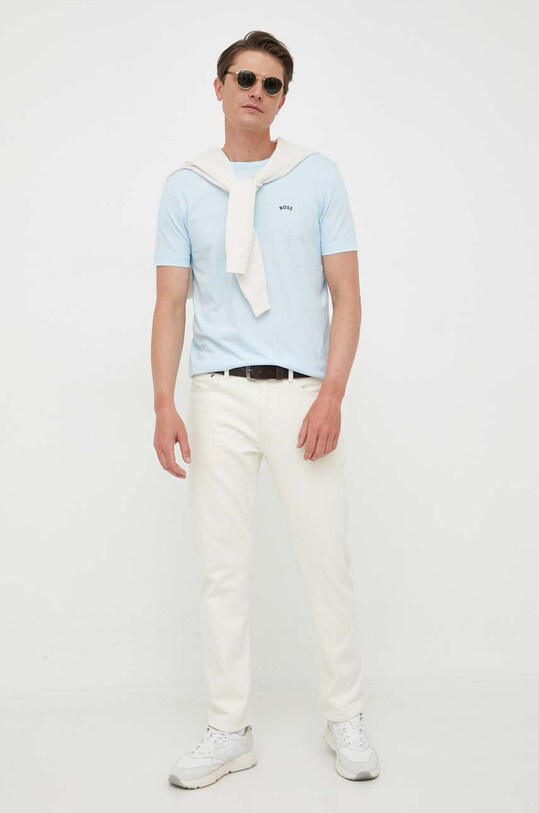 BOSS Green t-shirt bawełniany 50469062 niebieski SS23