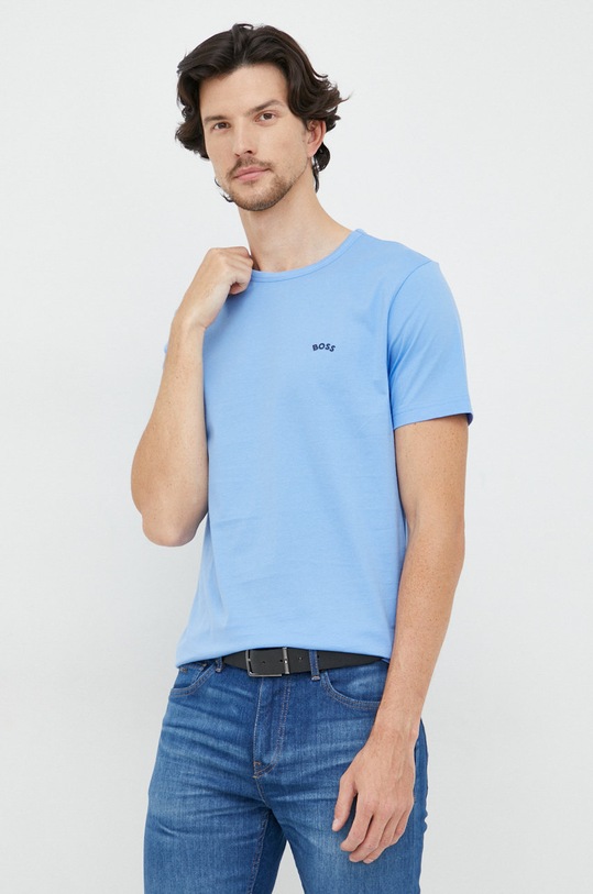 BOSS Green t-shirt bawełniany bawełna niebieski 50469062