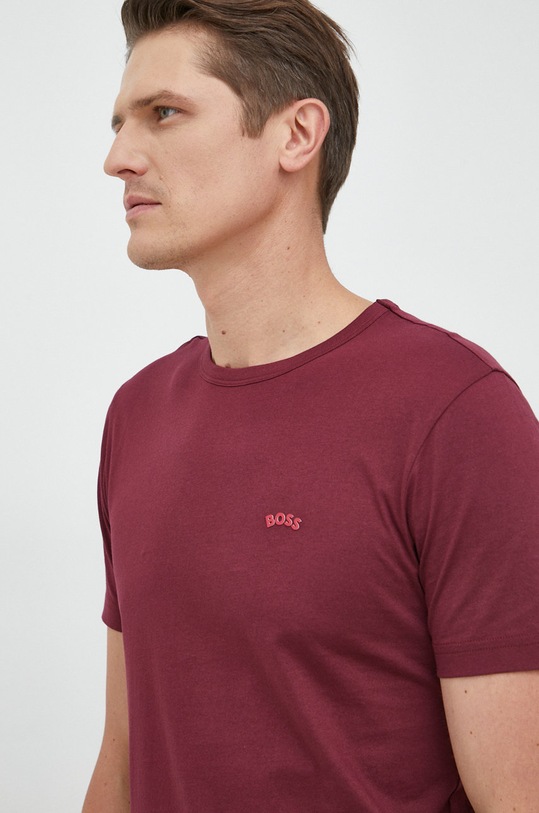 BOSS Green t-shirt bawełniany bordowy 50469062