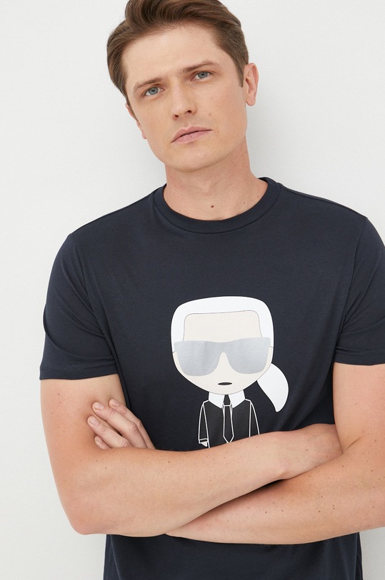 Bavlněné tričko Karl Lagerfeld námořnická modř 500251.755071
