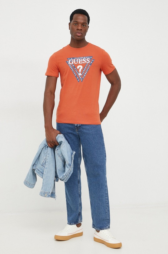 Guess t-shirt M2BI43.J1314 pomarańczowy AW22