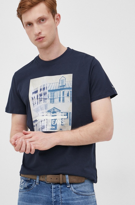 Pepe Jeans t-shirt bawełniany granatowy PM508377.594