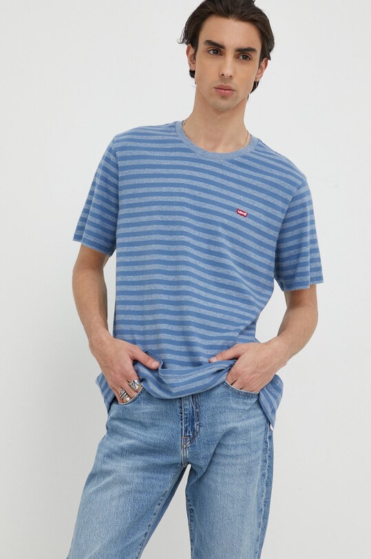 Levi's t-shirt bawełniany wzorzyste niebieski 56605.0133