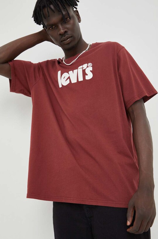 Pamučna majica Levi's print bordo 16143.0143