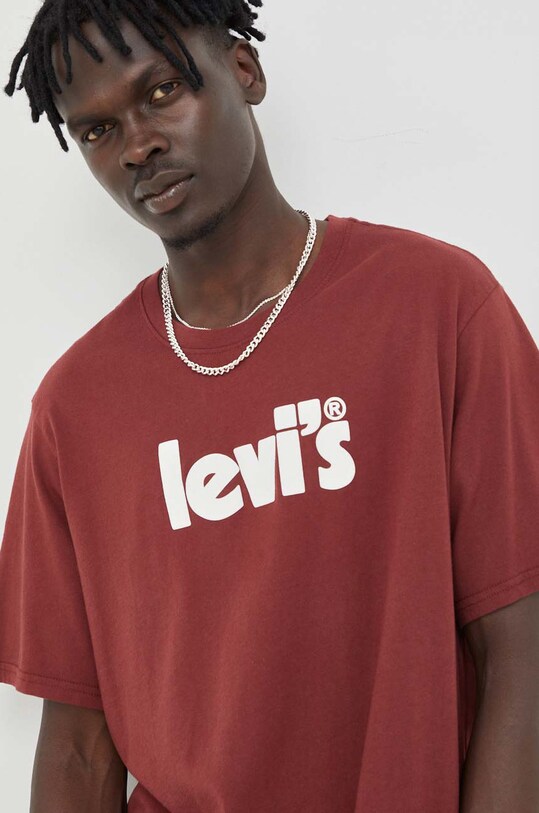 Pamučna majica Levi's bordo 16143.0143