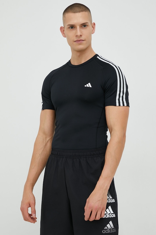adidas Performance t-shirt treningowy Techfit 3-Stripes aplikacja czarny HD3525