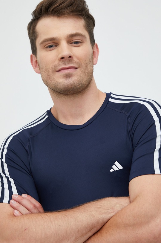 Тениска за трениране adidas Performance Techfit 3-stripes вталена тъмносин HJ9911