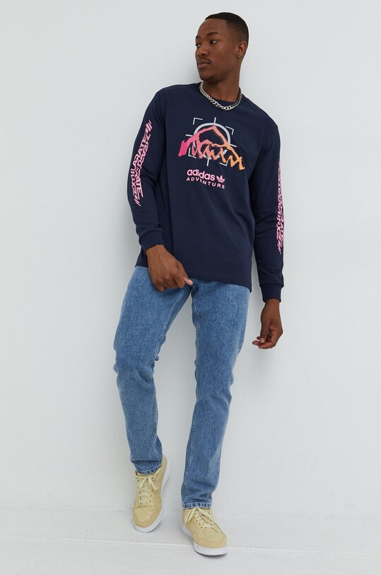 adidas Originals longsleeve bawełniany HP1104 granatowy AW22