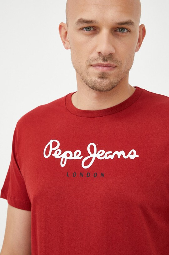 Pepe Jeans tricou din bumbac burgundia PM508208.286