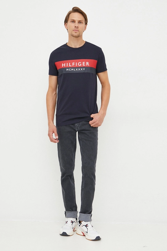 Tommy Hilfiger t-shirt bawełniany MW0MW28222.9BYY granatowy AW22