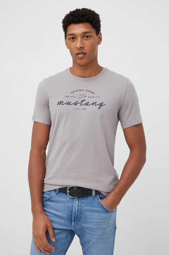 Mustang t-shirt bawełniany bawełna szary 1012776.4054