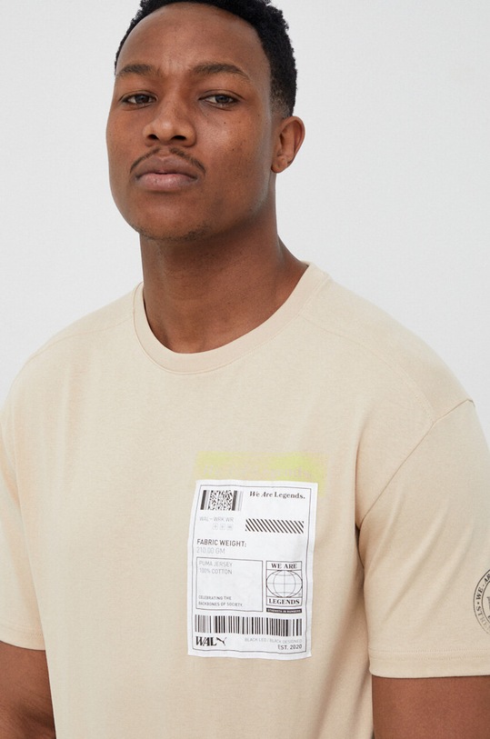 Puma tricou din bumbac imprimeu bej 536315