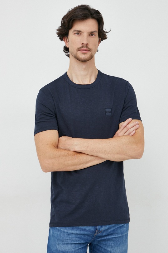 BOSS t-shirt bawełniany BOSS ORANGE bawełna granatowy 50478771