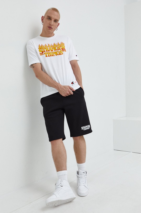 Bavlněné tričko Champion Xstranger Things 217791 bílá AW22