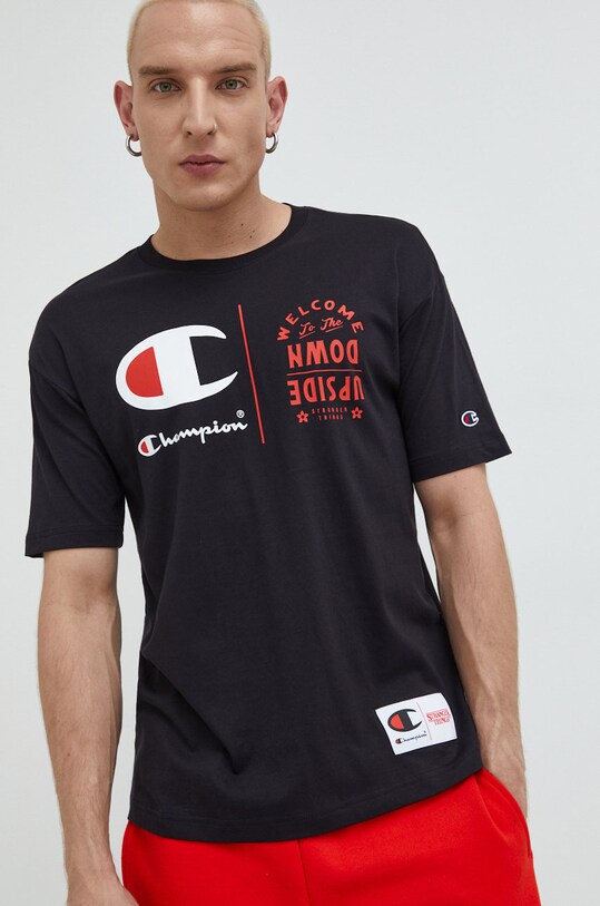 Champion t-shirt bawełniany xStranger Things czarny 217791