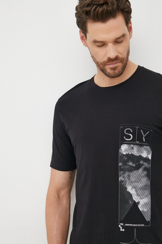 Odzież Sisley t-shirt bawełniany 3I1XS1017.100 czarny
