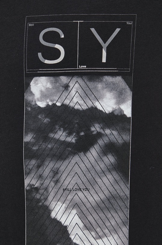 Sisley t-shirt bawełniany czarny 3I1XS1017.100