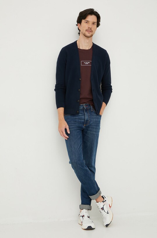 Sisley t-shirt bawełniany 3I1XS101C.1H8 bordowy AW22