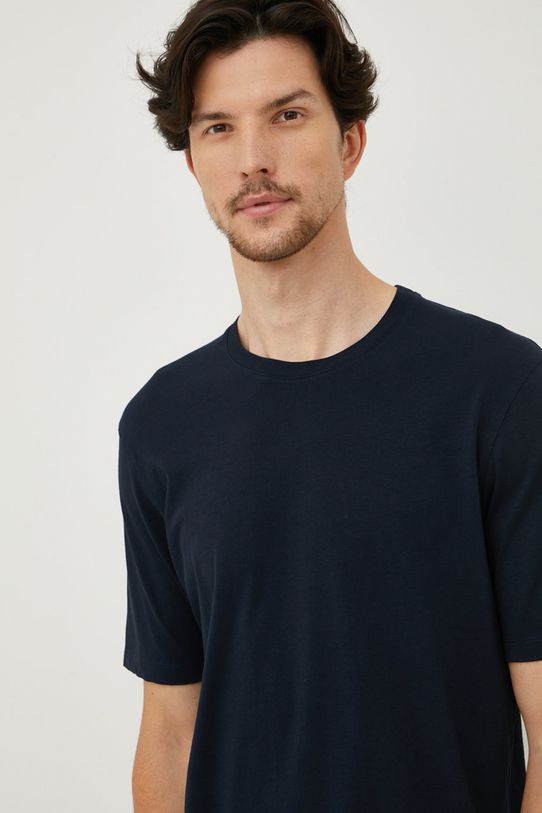 Sisley t-shirt bawełniany granatowy 3I1XS101J.06U