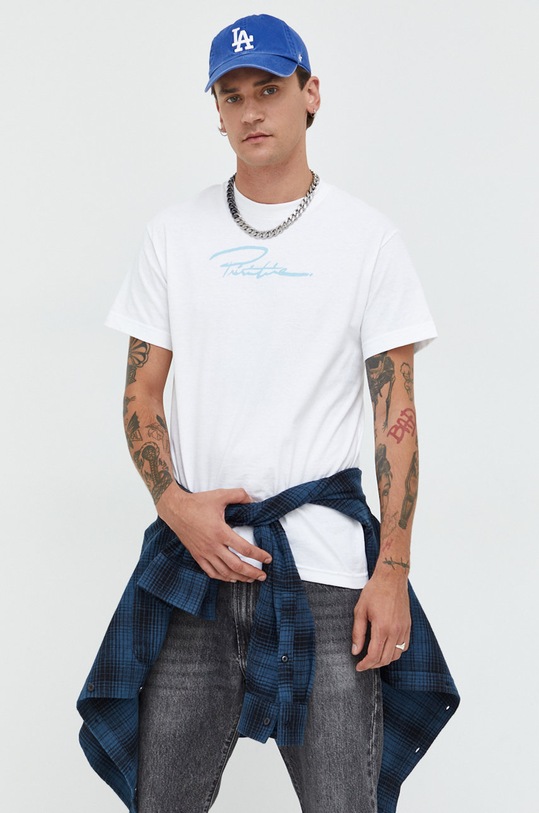 Дрехи Памучна тениска Primitive papfa2203.wht бял