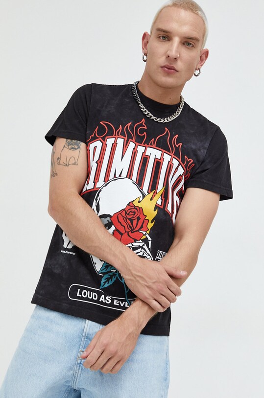Primitive t-shirt bawełniany nadruk czarny papfa2212.blk