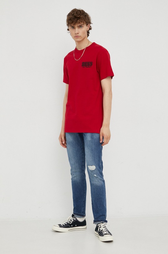 Памучна тениска Deus Ex Machina DMF221400B червен AW22