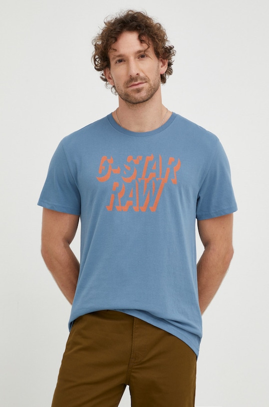 G-Star t-shirt bawełniany nadruk niebieski D22210.C506