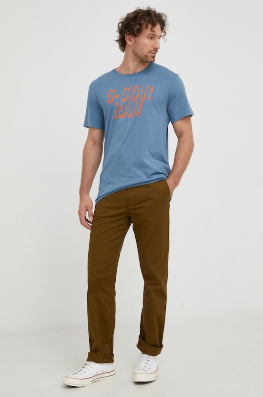 G-Star t-shirt bawełniany D22210.C506 niebieski AW22