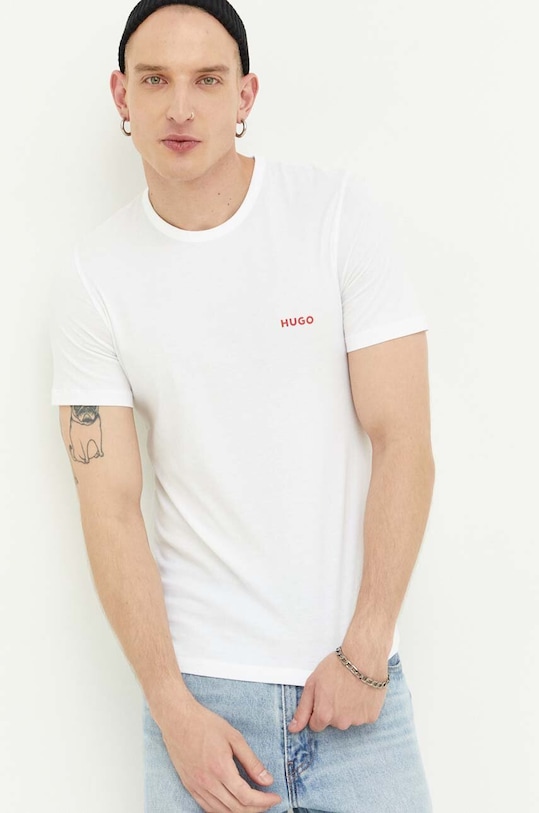 HUGO t-shirt bawełniany 3-pack nadruk zielony 50480088