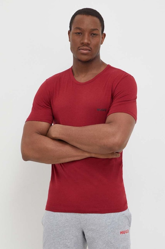 HUGO t-shirt bawełniany 3-pack nadruk granatowy 50480088