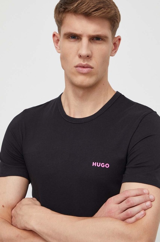 Bavlněné tričko HUGO 3-pack 50480088 černá