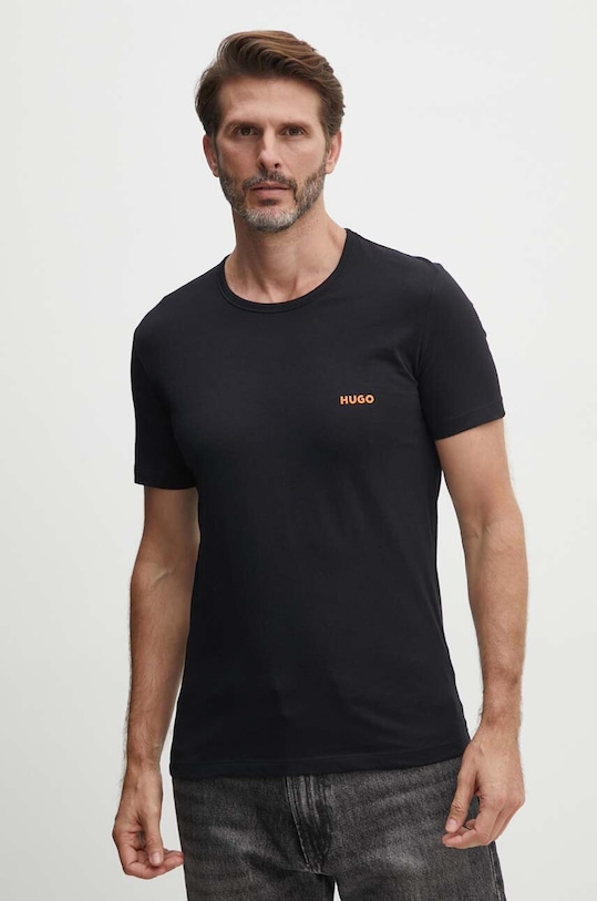Bavlnené tričko HUGO 3 - pack 3-pak 50480088 čierna NC24