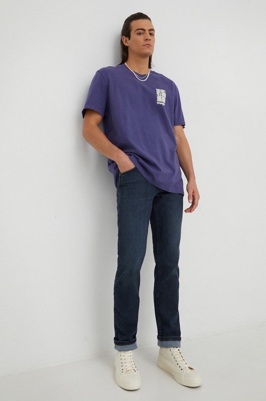 Wrangler t-shirt bawełniany W7A1DFB51 fioletowy AW22