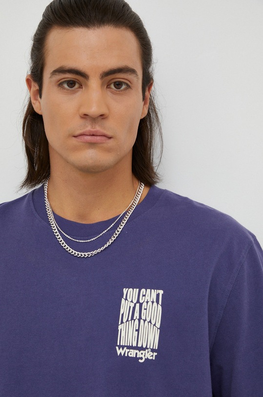 Wrangler t-shirt bawełniany fioletowy W7A1DFB51