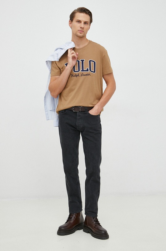Polo Ralph Lauren t-shirt bawełniany 710878616006 brązowy AW22