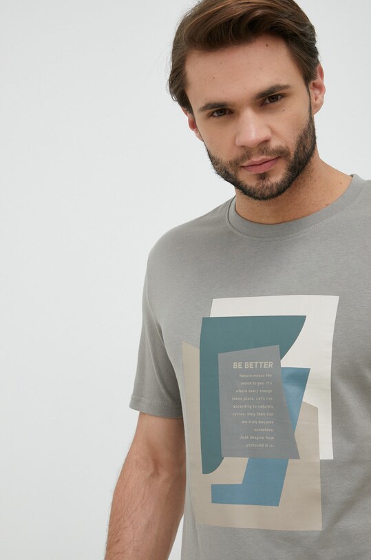 Outhorn t-shirt bawełniany OTHAW22TTSHM116 szary AW22