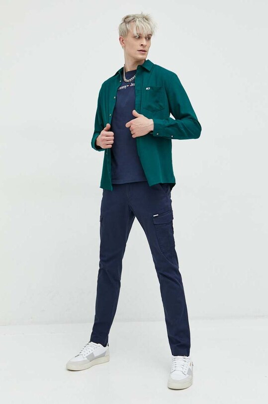 Bombažna kratka majica Tommy Jeans DM0DM14984.9BYY mornarsko modra SS23