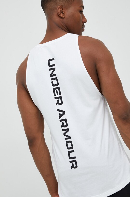 Under Armour tricou Baseline print alb 1361901