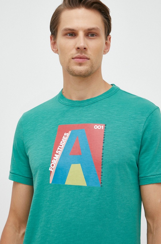 Βαμβακερό μπλουζάκι United Colors of Benetton βαμβάκι πράσινο 3F93U103T.00Q