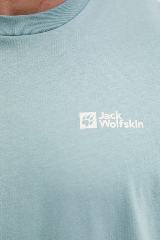 Хлопковая футболка Jack Wolfskin Essential бирюзовый 1808382